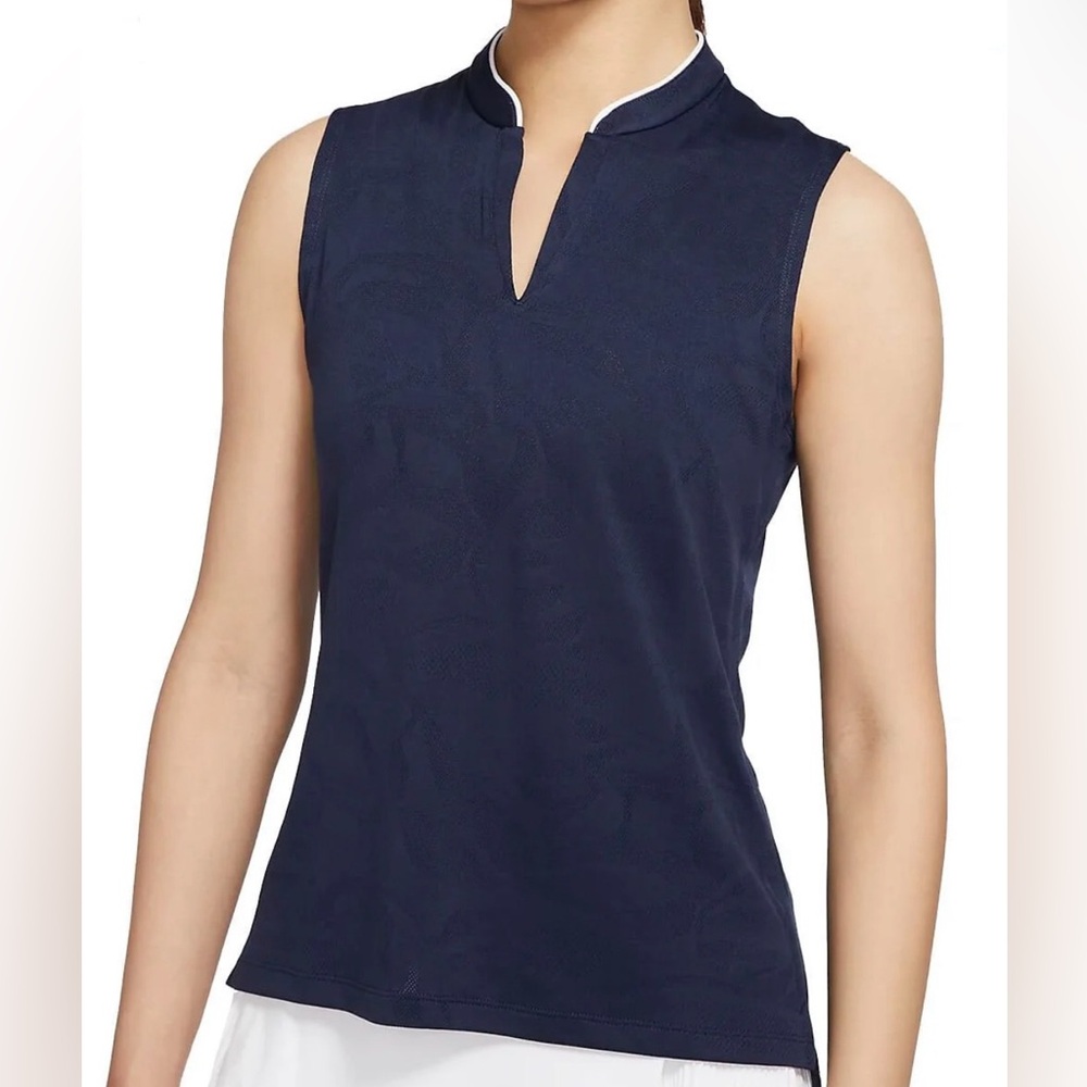 NIKE Women's BREATHE Sleeveless Blue Golf Polo Shirt  Size XL MSRP $60 Summer